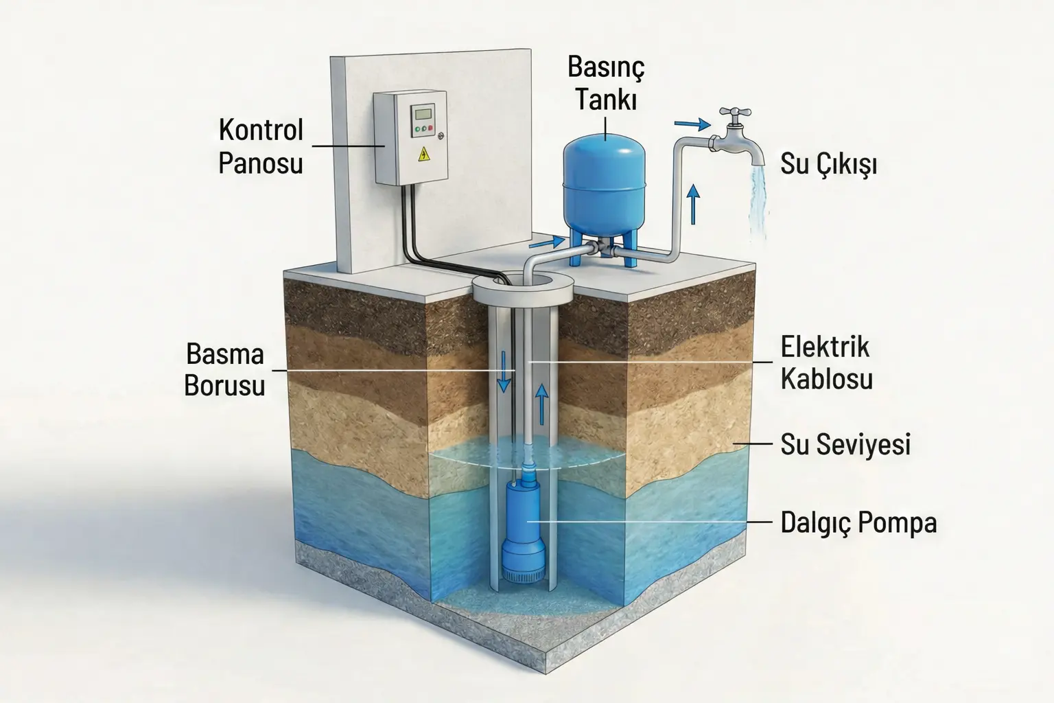 Dalgıç Pompa Sistemi Teknik Şema
